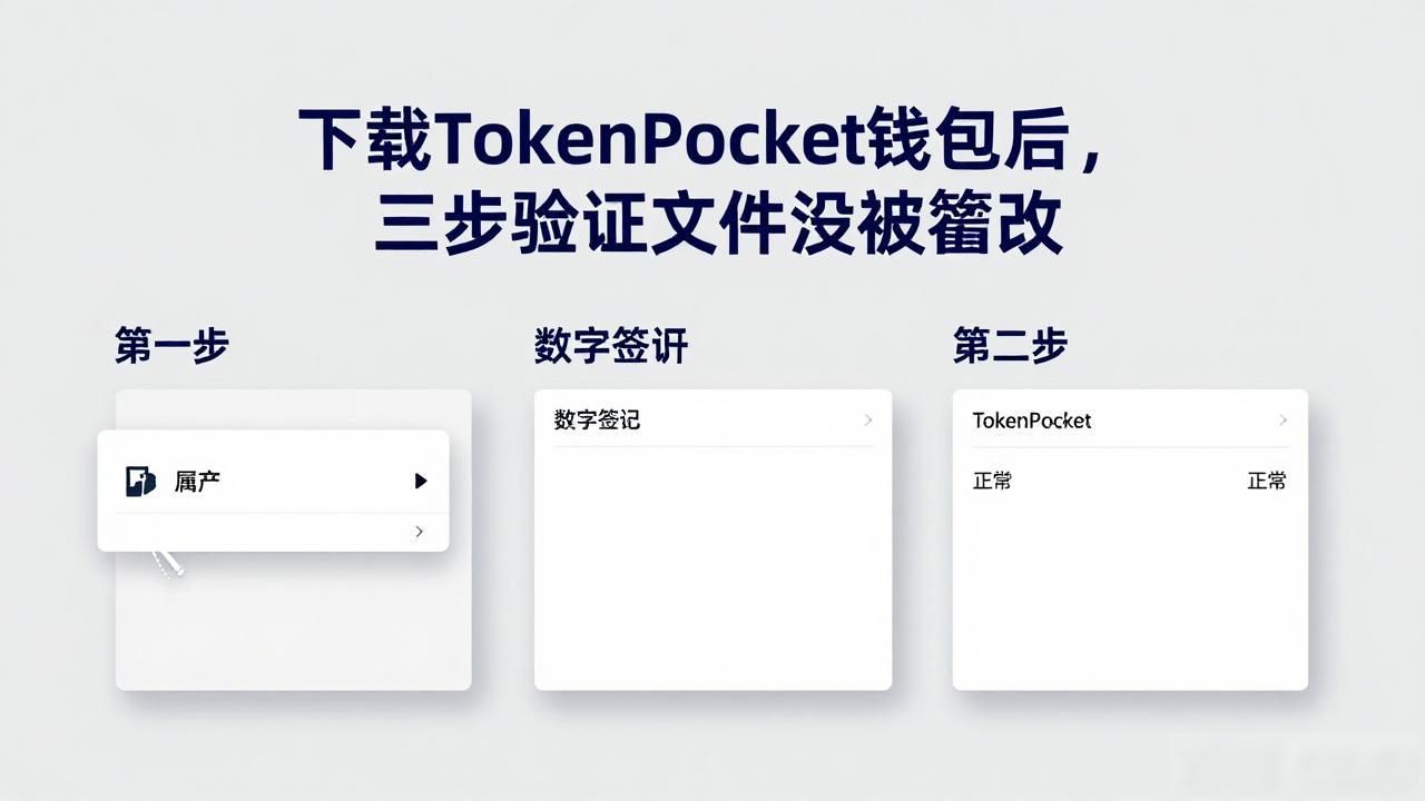 下载TokenPocket钱包后，三步验证文件没被篡改